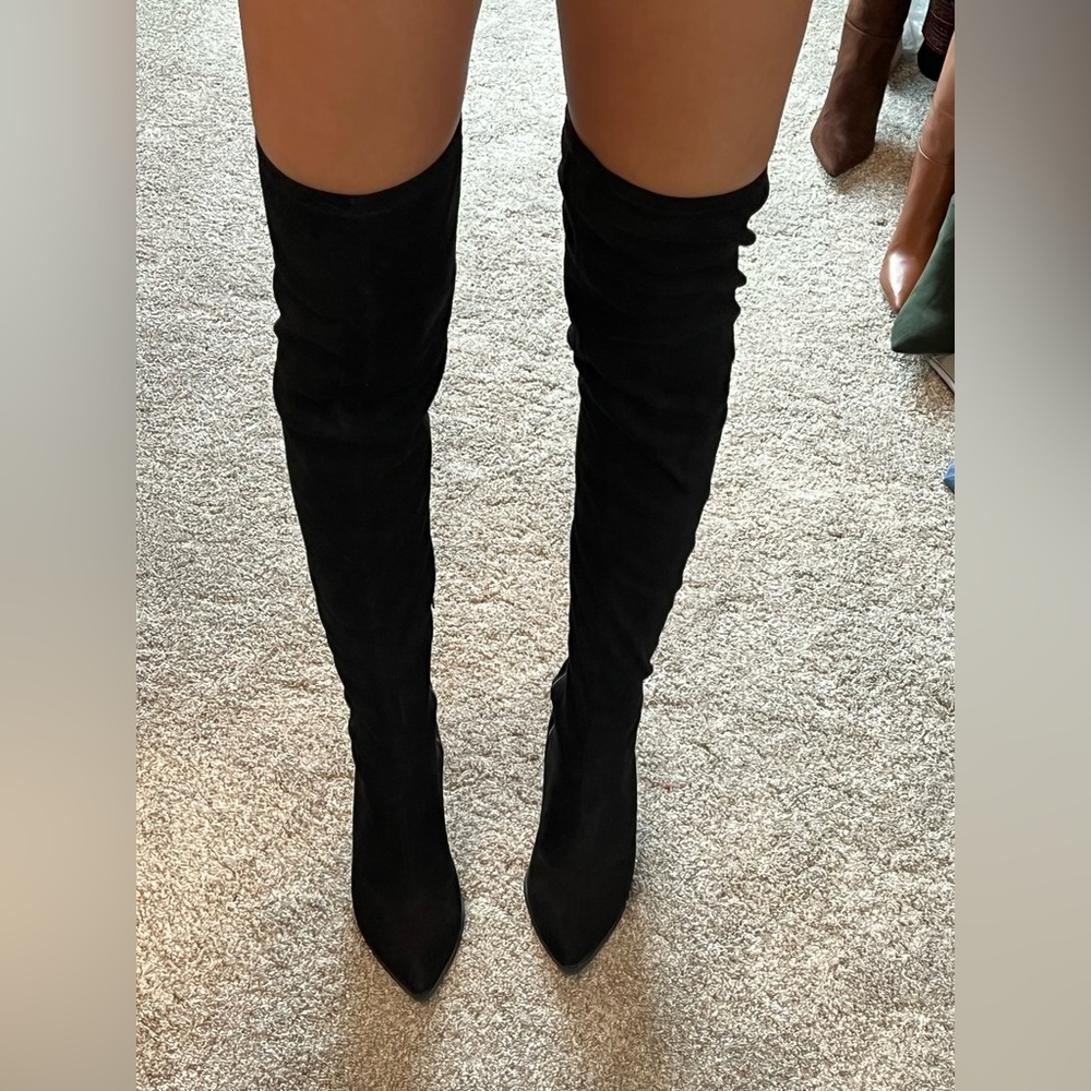 Over The Knee Black Suede Boots